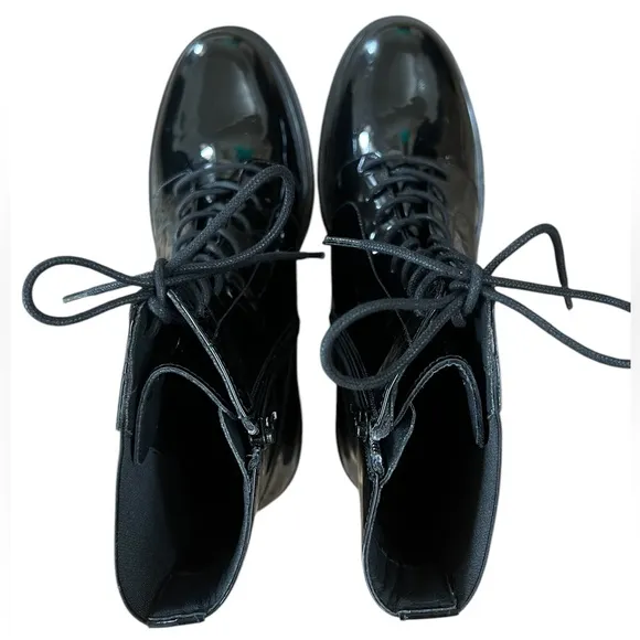 NWOT Geox Black Patent Leather Damiana Boots – Sz 10