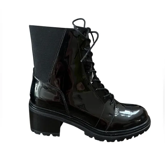 NWOT Geox Black Patent Leather Damiana Boots – Sz 10