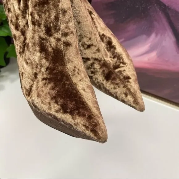 NWOT Jeffrey Campbell Crushed Velvet Kneehigh Platform Boots Carmel brown Size 8