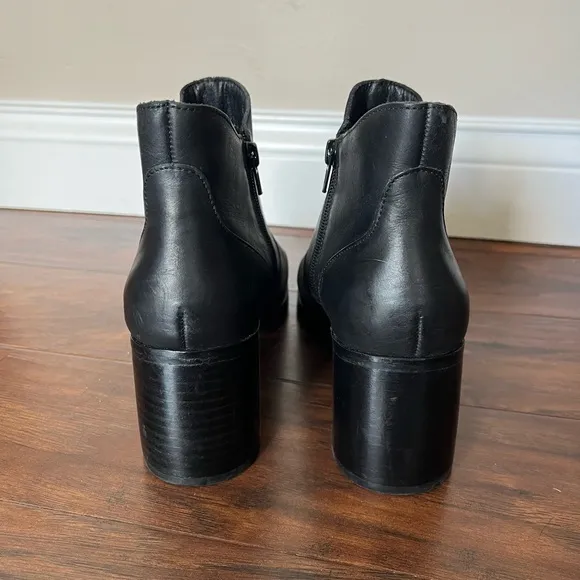 NWOT Lucky Brand Black Quinlee Leather Ankle Boots-Size 8