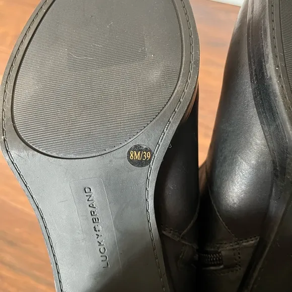 NWOT Lucky Brand Black Quinlee Leather Ankle Boots-Size 8