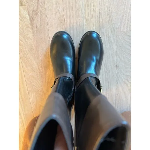 NWOT Michael Kors Girls Emma Blaire Riding Boots Black / Brown Sz4