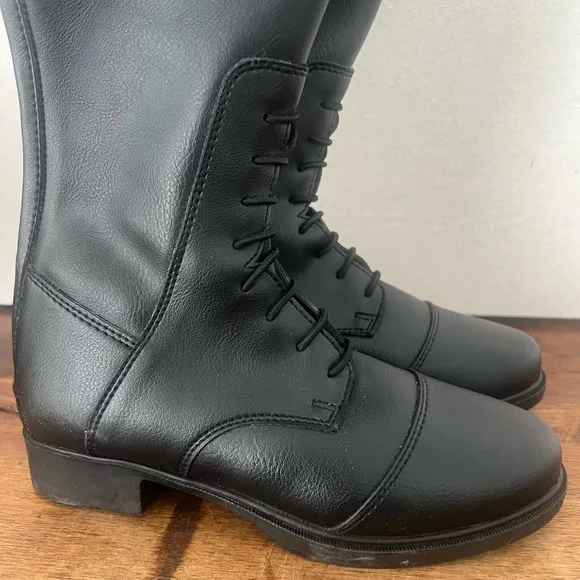 NWOT Mountain Horse Veganza Young Field Black Leather Boots-size 3/4