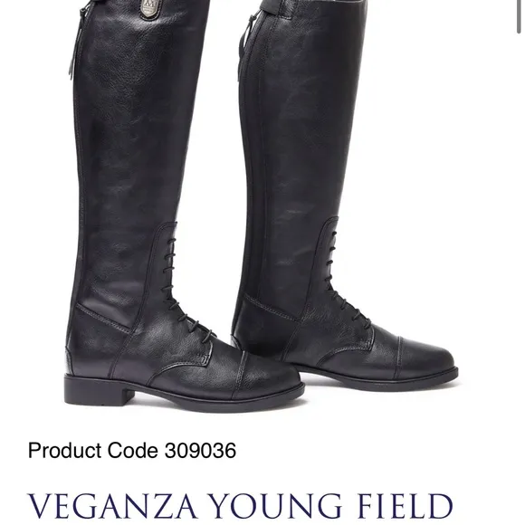 NWOT Mountain Horse Veganza Young Field Black Leather Boots-size 3/4