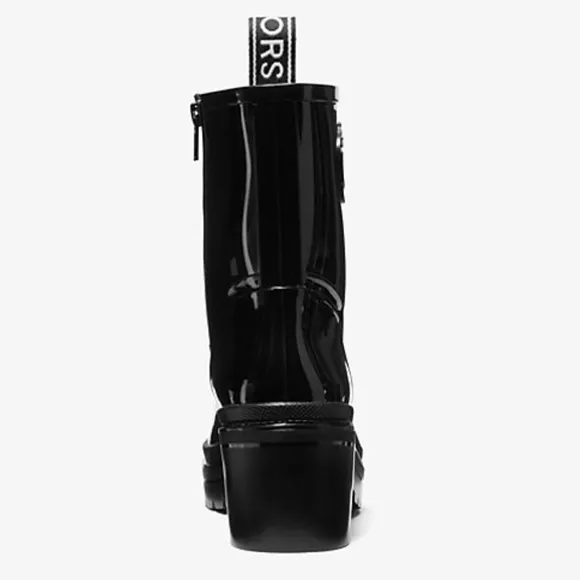 NWOT NWOB Michael Kors Ankle Rain Boots inside zipper Women’s Sz 8M Black Shiny