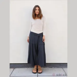 NWOT POL Navy Blue Tie-Waist Maxi Skirt – 100% Cotton