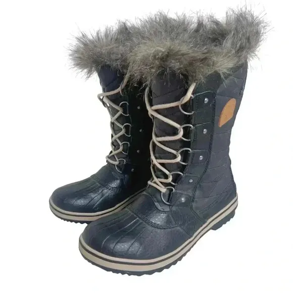 NWOT Sorel Tofino II Waterproof Boot Black Canvas &amp; Leather Size 8