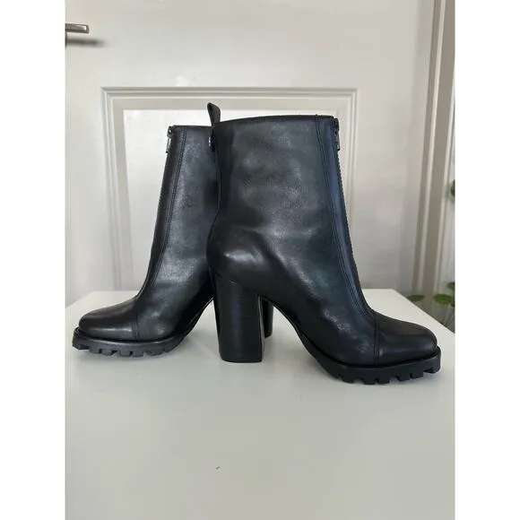 NWOT Ted Baker Womens AVHA Black Leather Chunky Heel Chelsea Boots Sz US 8/EU 39