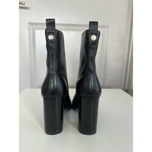 NWOT Ted Baker Womens AVHA Black Leather Chunky Heel Chelsea Boots Sz US 8/EU 39