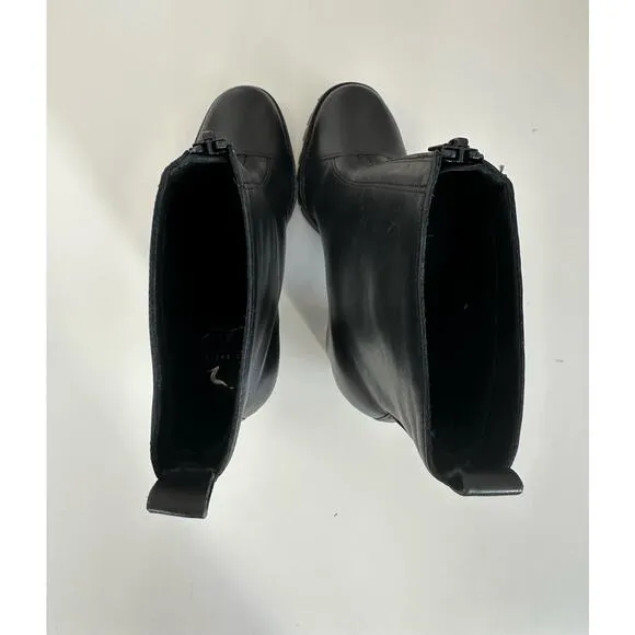 NWOT Ted Baker Womens AVHA Black Leather Chunky Heel Chelsea Boots Sz US 8/EU 39