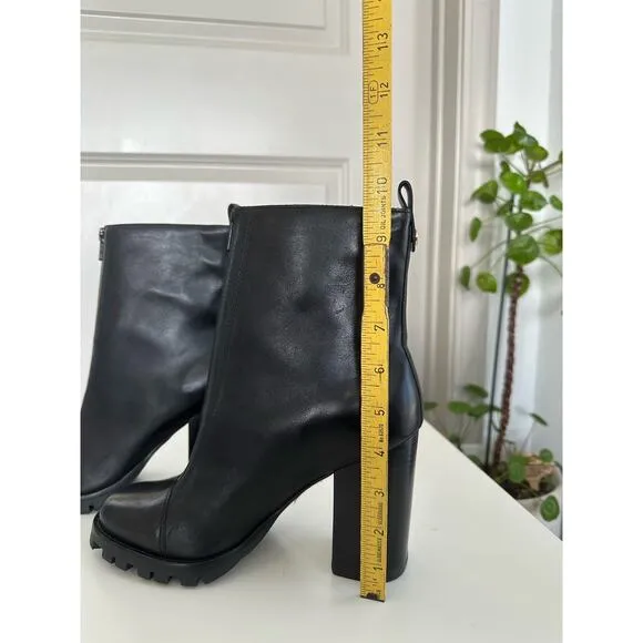 NWOT Ted Baker Womens AVHA Black Leather Chunky Heel Chelsea Boots Sz US 8/EU 39