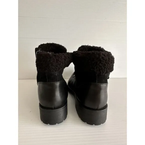NWOT Women's GEOX Rawelle ABX Faux Shearling Waterproof Black Boots - Sz 36 5.5