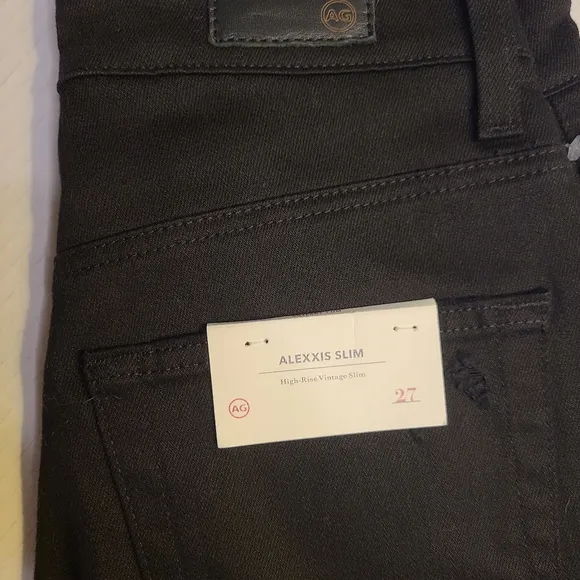 NWT AG Adriano Goldschmied Size 27 Alexxis Black High-Rise Distress Skinny Jeans