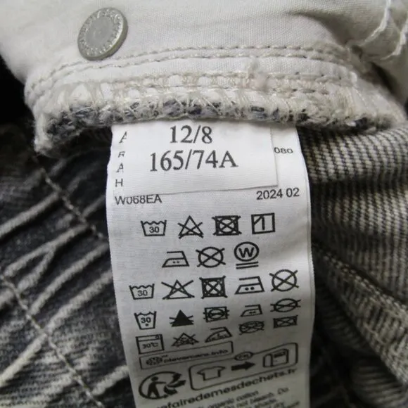 NWT AllSaints Womens Jean Snow Grey Size 8 Hailey Frayed Hem Denim Straight