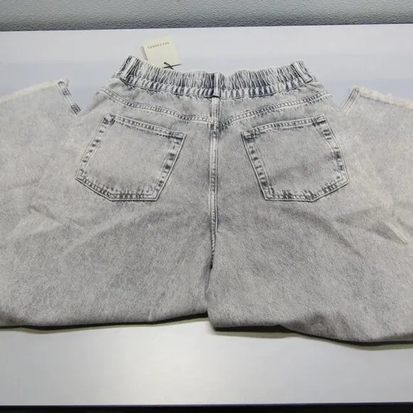 NWT AllSaints Womens Jean Snow Grey Size 8 Hailey Frayed Hem Denim Straight