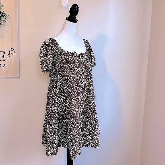 NWT Anthropologie LACAUSA Playa Mini Dress in Cocoa Mushroom Print Size Medium
