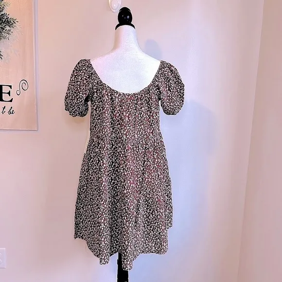 NWT Anthropologie LACAUSA Playa Mini Dress in Cocoa Mushroom Print Size Medium
