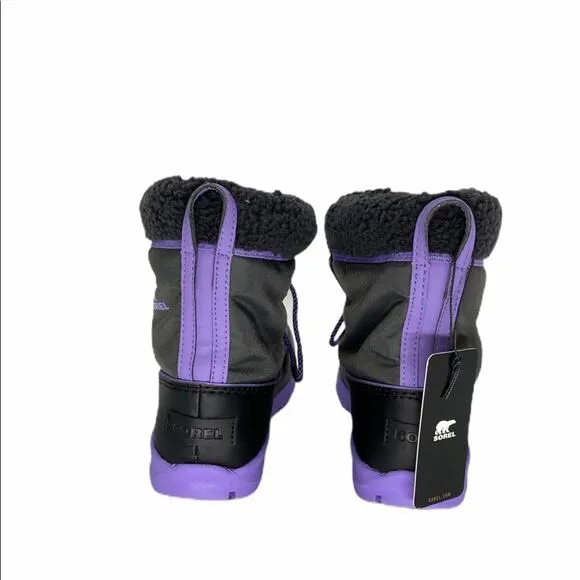 NWT Black and Purple Sorel Whitney Carnival Winter Waterproof Women Boots 7us