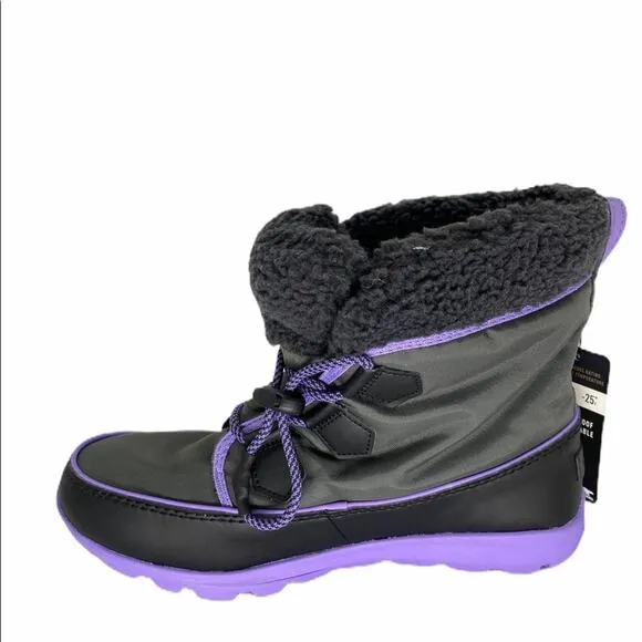 NWT Black and Purple Sorel Whitney Carnival Winter Waterproof Women Boots 7us