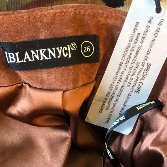 NWT BLANK NYC Mud Pie Suede Leather Wrap Mini Skirt Hot Toffee 26\SM