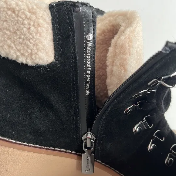 NWT Blondo “Devin” Women’s Waterproof Suede &amp; Shearling Black Lace Up Boots