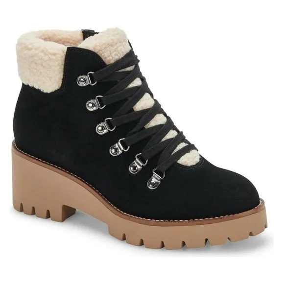 NWT Blondo “Devin” Women’s Waterproof Suede &amp; Shearling Black Lace Up Boots
