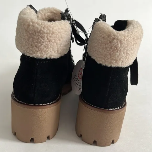 NWT Blondo “Devin” Women’s Waterproof Suede &amp; Shearling Black Lace Up Boots