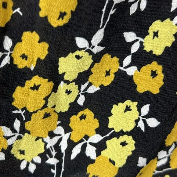 NWT Boden Victoria Skirt Pleated Black Yellow Floral Lined 20 / 22