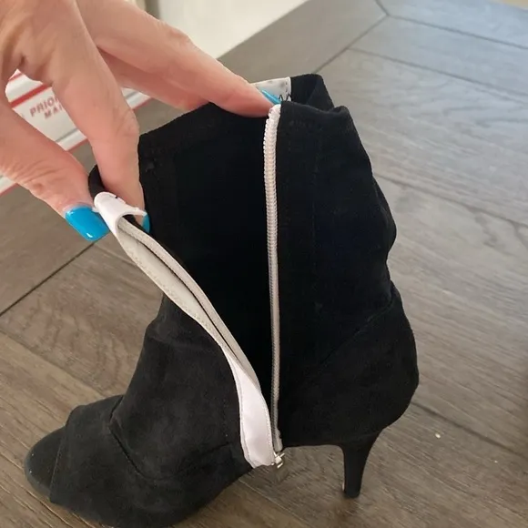 NWT BURJU Speechless Ankle Bootie Open Toe Stretch Ankle Boots | Black 5.5