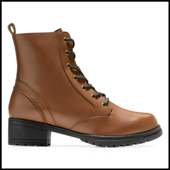 NWT Cole Haan Camea Waterproof Combat Boots in Brown
