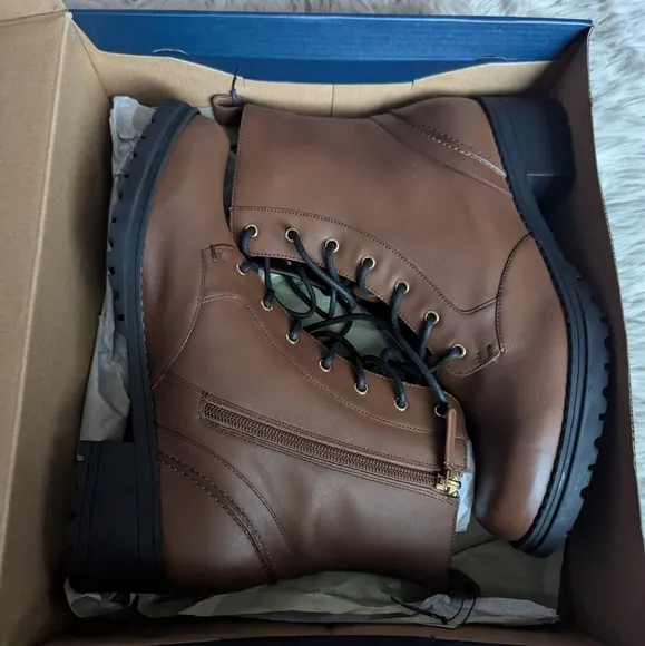 NWT Cole Haan Camea Waterproof Combat Boots in Brown