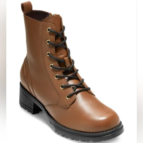 NWT Cole Haan Camea Waterproof Combat Boots in Brown
