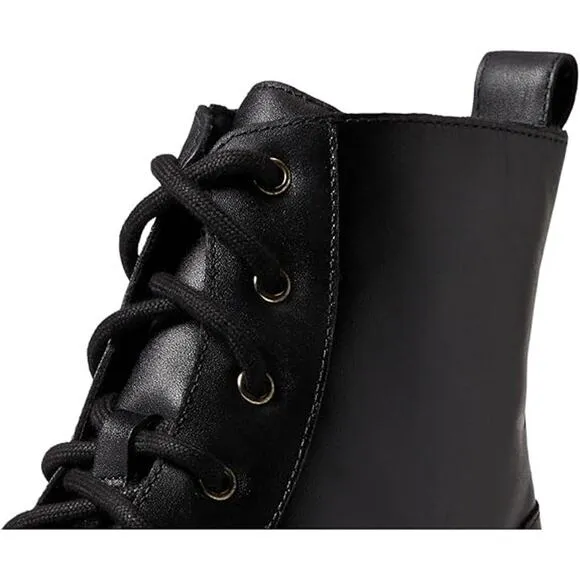 NWT Cole Haan Women's CAMEA Water Proof Combat Boot, Black Leather-Size 7.5