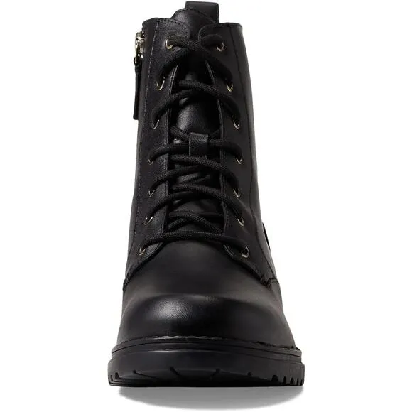 NWT Cole Haan Women's CAMEA Water Proof Combat Boot, Black Leather-Size 7.5