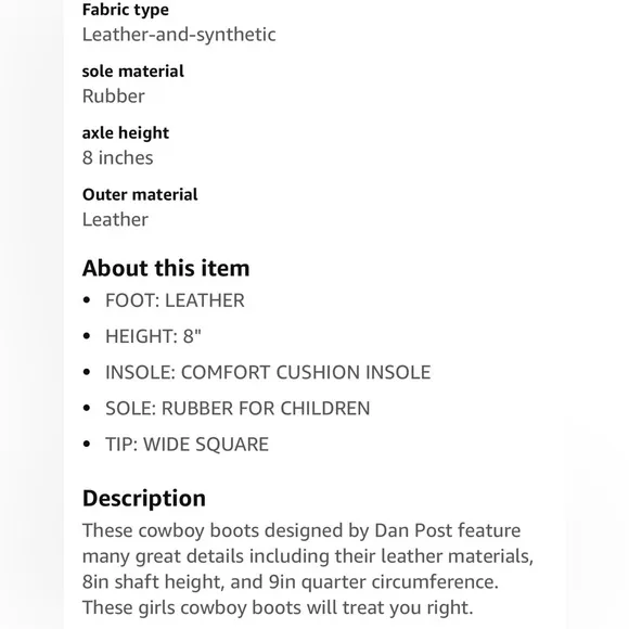 NWT Dan Post Youth Gardenia Honey Brown Leather Boots DPC3942 Size 4.5 D.