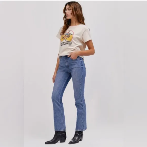 NWT Daydreamer x Lee High Rise Crop Boot in Blue