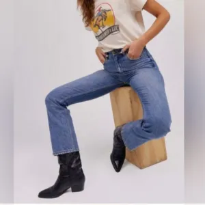 NWT Daydreamer x Lee High Rise Crop Boot in Blue