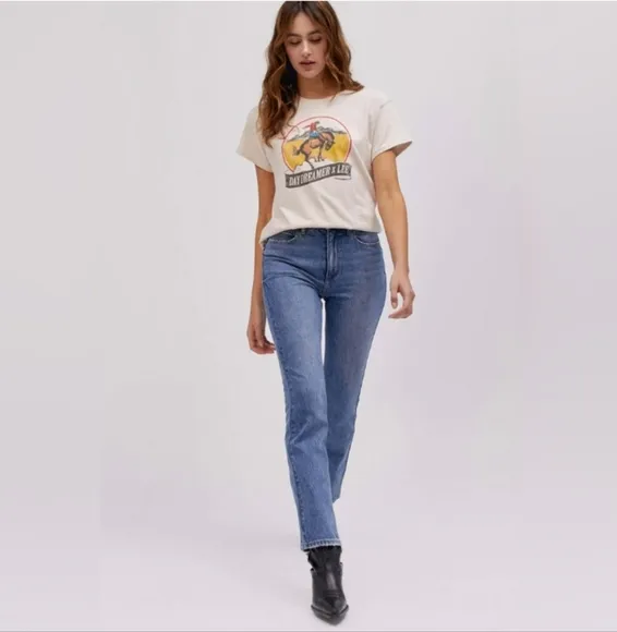 NWT Daydreamer x Lee High Rise Crop Boot in Blue