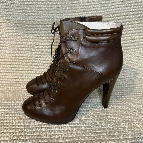 NWT Evado high heel leather lace up boots sz 39