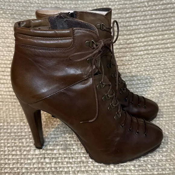 NWT Evado high heel leather lace up boots sz 39