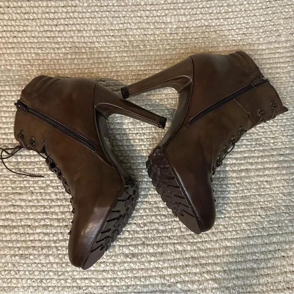 NWT Evado high heel leather lace up boots sz 39