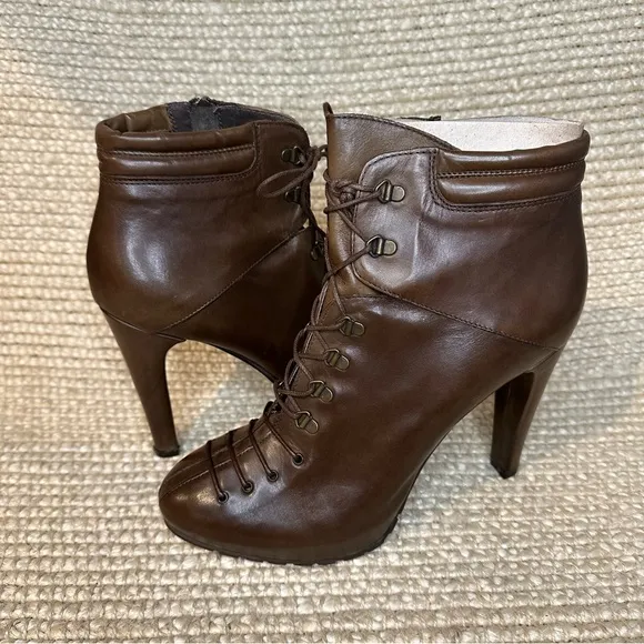 NWT Evado high heel leather lace up boots sz 39
