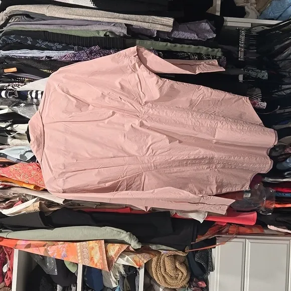 NWT Free People Taia long sleeve mini shirt dress Pink S NEW!