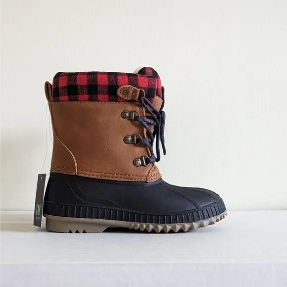 NWT Gap Kids Duck Boots Size 1/2 Youth Winter Snow Boots Lace Up Thinsulate