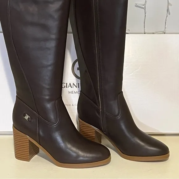 NWT Giani Bernini Odette Memory Foam Block Heel Knee High Riding Boots