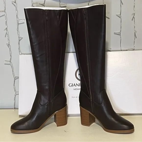 NWT Giani Bernini Odette Memory Foam Block Heel Knee High Riding Boots