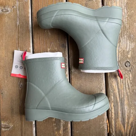 NWT Hunter Insulated Faux Shearling Lined Grey/Sage Rain Boots in Men's 10/EU 43