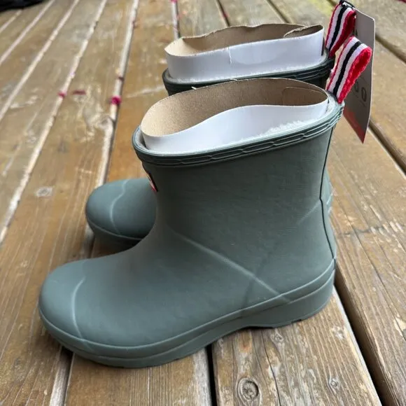 NWT Hunter Insulated Faux Shearling Lined Grey/Sage Rain Boots in Men's 10/EU 43