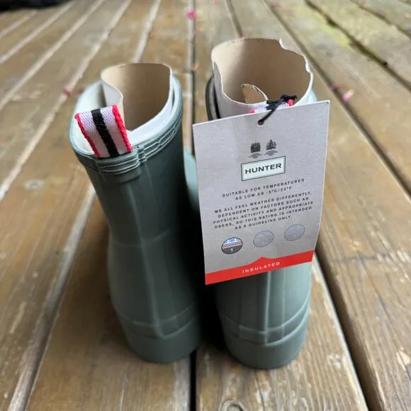 NWT Hunter Insulated Faux Shearling Lined Grey/Sage Rain Boots in Men's 10/EU 43
