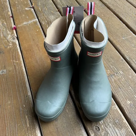 NWT Hunter Insulated Faux Shearling Lined Grey/Sage Rain Boots in Men's 10/EU 43